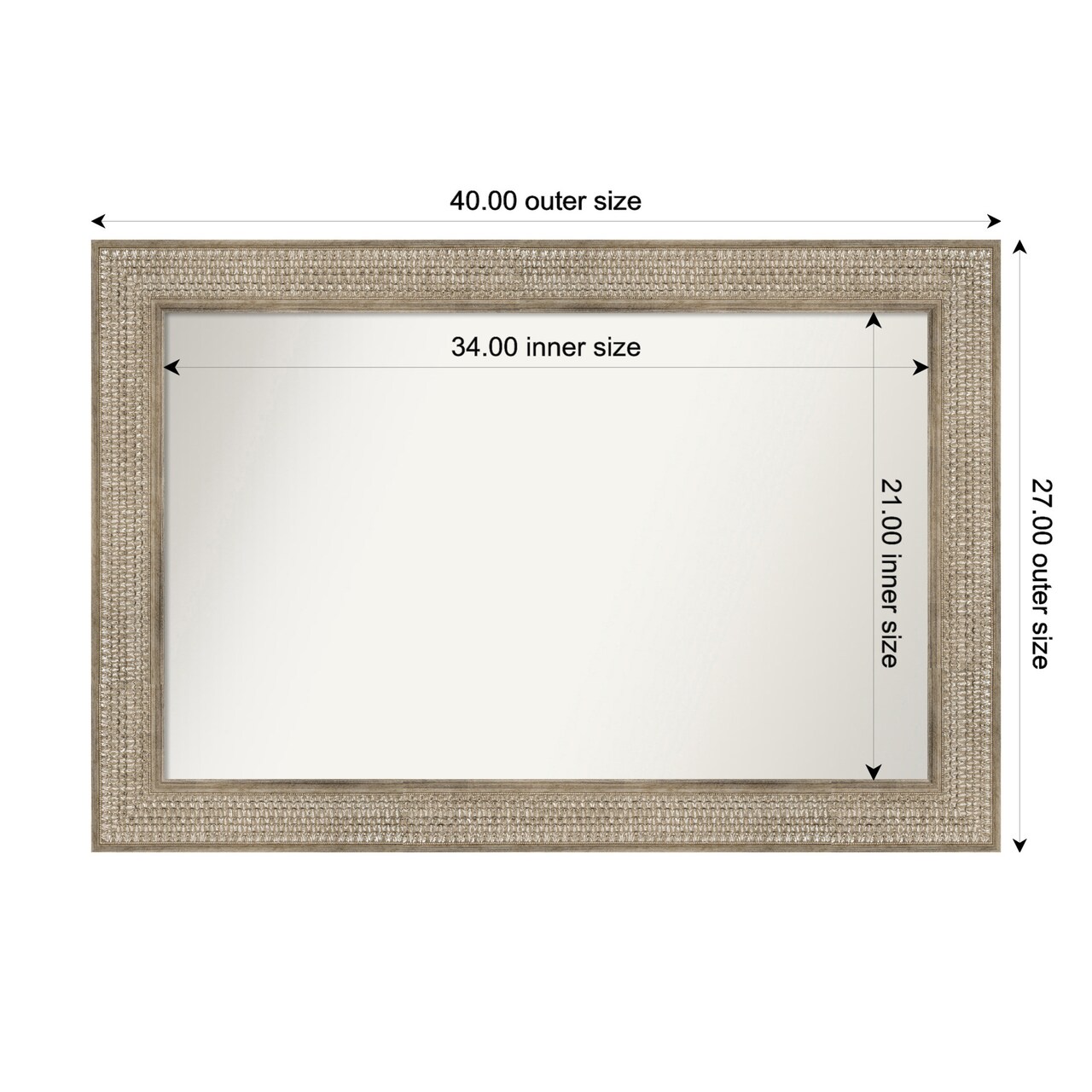 Trellis Silver Non-Beveled Custom Framed Bathroom Vanity Wall Mirror